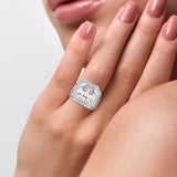 Asscher Halo Diamond Ring White gold