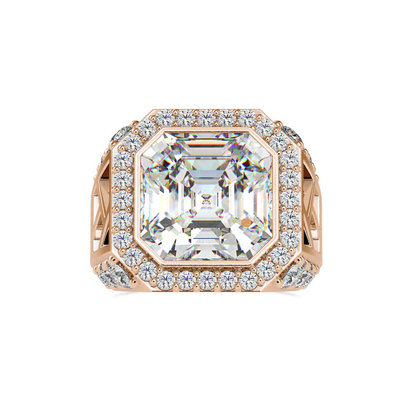 Asscher Halo Diamond Ring Rose gold