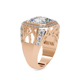 Asscher Halo Diamond Ring Rose gold