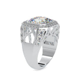 Asscher Halo Diamond Ring Platinum