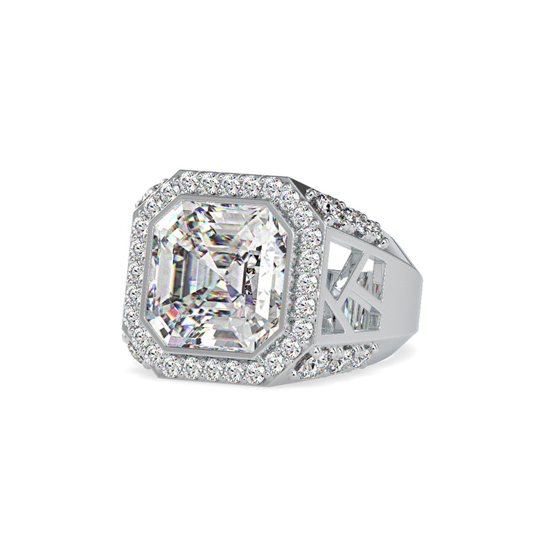 Asscher Halo Diamond Ring White gold