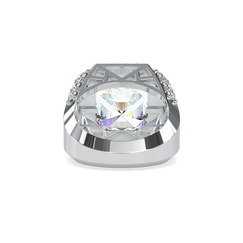 Asscher Halo Diamond Ring White gold