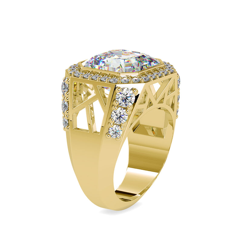 Asscher Halo Diamond Ring Yellow gold