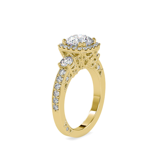 Heaven Halo Queen Diamond Ring Yellow gold