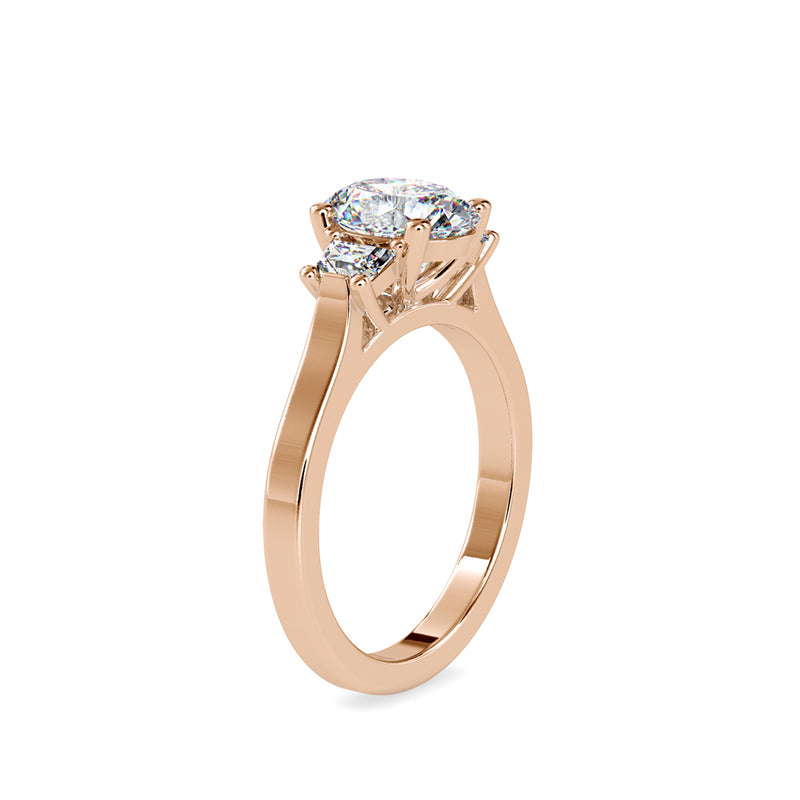 Oval 3 Stone Diamond Engagement Ring Rose gold