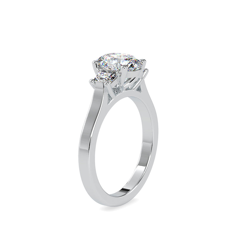 Oval 3 Stone Diamond Engagement Ring White gold