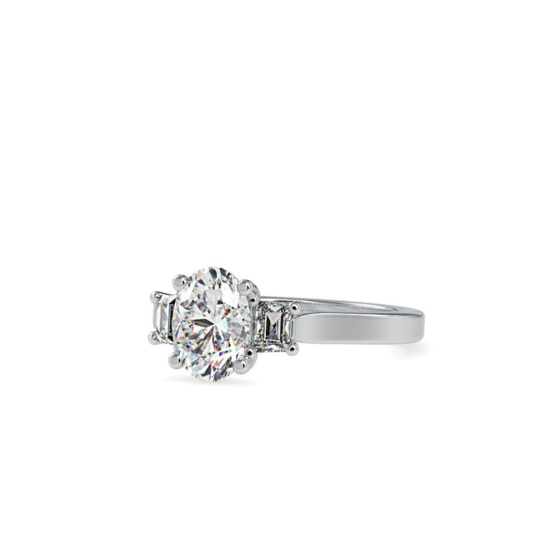 Oval 3 Stone Diamond Engagement Ring White gold