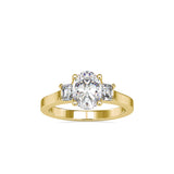 Oval 3 Stone Diamond Engagement Ring Yellow gold