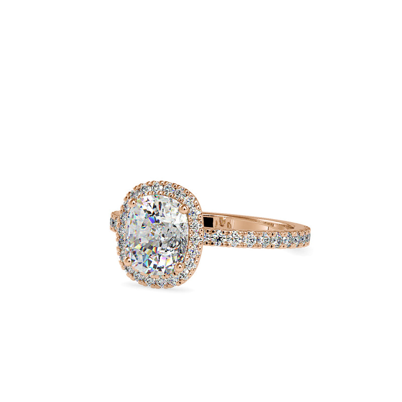 Oxeria Cushion Halo Diamond Ring Rose gold