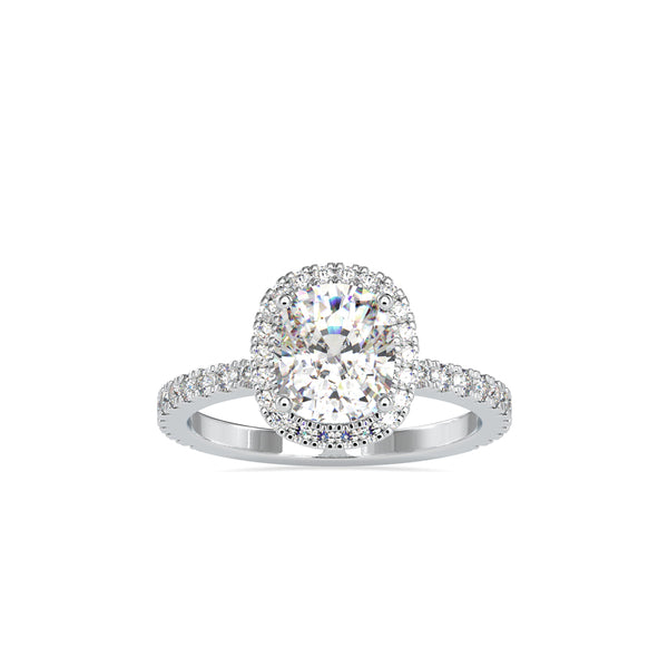 Oxeria Cushion Halo Diamond Ring Platinum