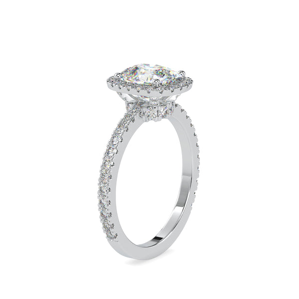 Oxeria Cushion Halo Diamond Ring Platinum