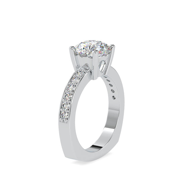 Full Moon Diamond Prong Engagement Ring White gold
