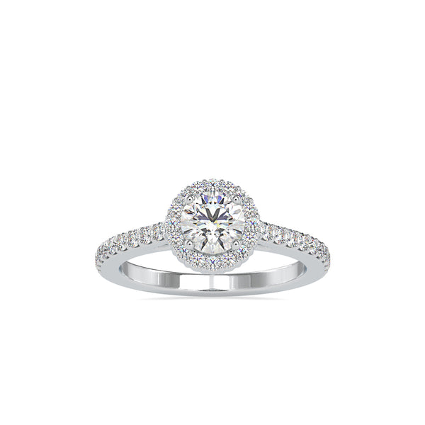Delight Solitaire Diamond Halo Engagement Ring White gold