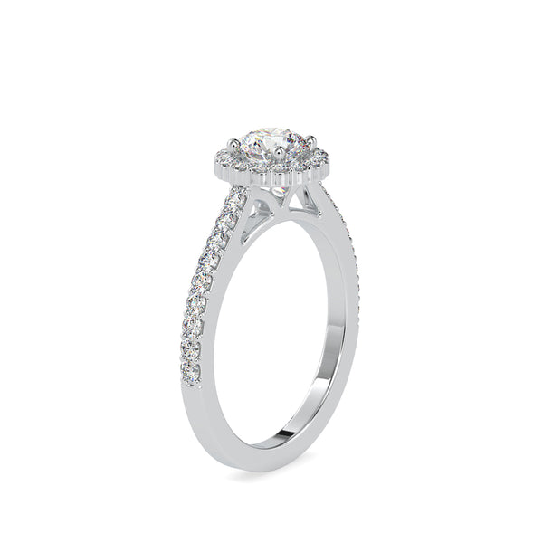 Delight Solitaire Diamond Halo Engagement Ring Platinum