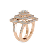 Elenore Royal Princess Halo Diamond Ring Rose gold
