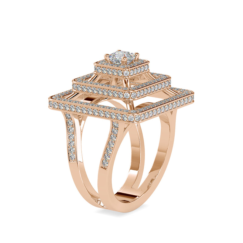 Elenore Royal Princess Halo Diamond Ring Rose gold