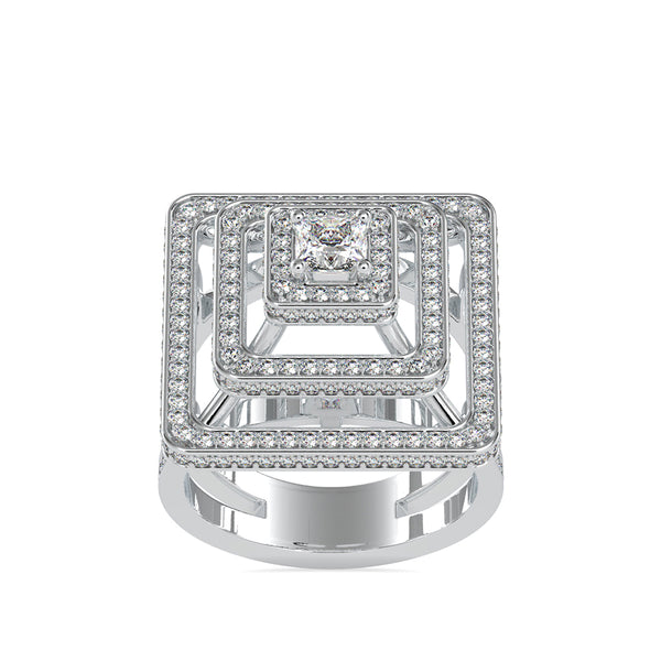 Elenore Royal Princess Halo Diamond Ring White gold