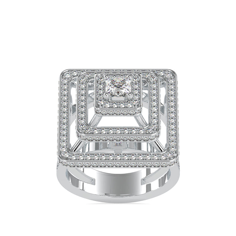 Elenore Royal Princess Halo Diamond Ring Platinum