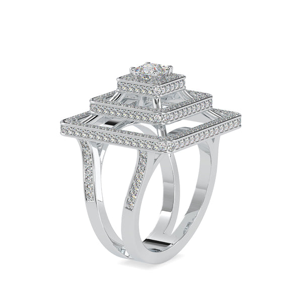 Elenore Royal Princess Halo Diamond Ring White gold