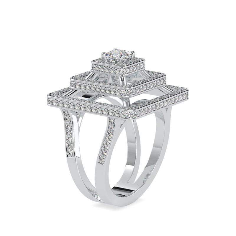 Elenore Royal Princess Halo Diamond Ring Platinum