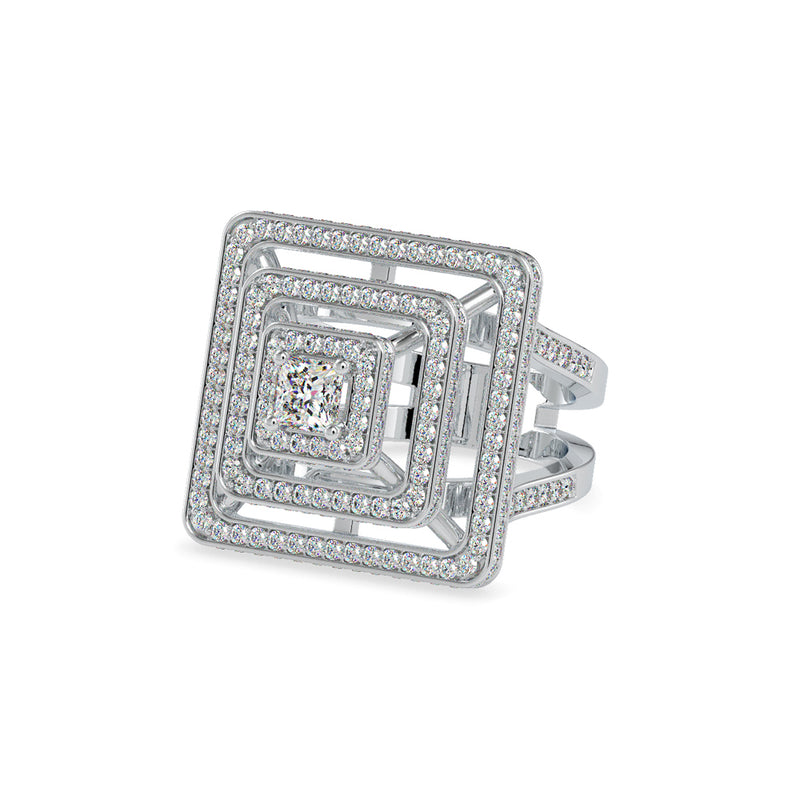 Elenore Royal Princess Halo Diamond Ring Platinum