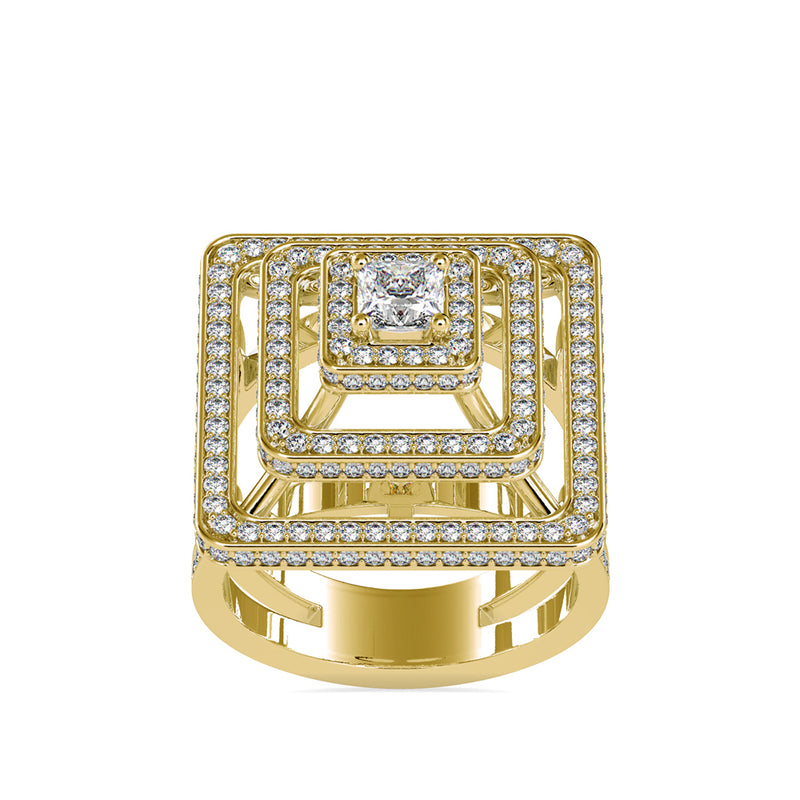 Elenore Royal Princess Halo Diamond Ring Yellow gold