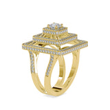 Elenore Royal Princess Halo Diamond Ring Yellow gold