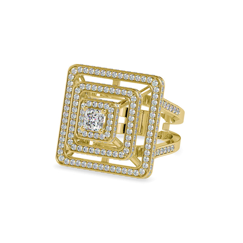 Elenore Royal Princess Halo Diamond Ring Yellow gold