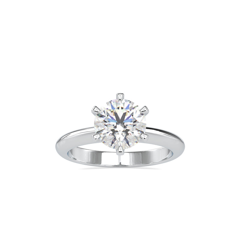 Six Prong Round Brilliant Cut Diamond Ring Platinum