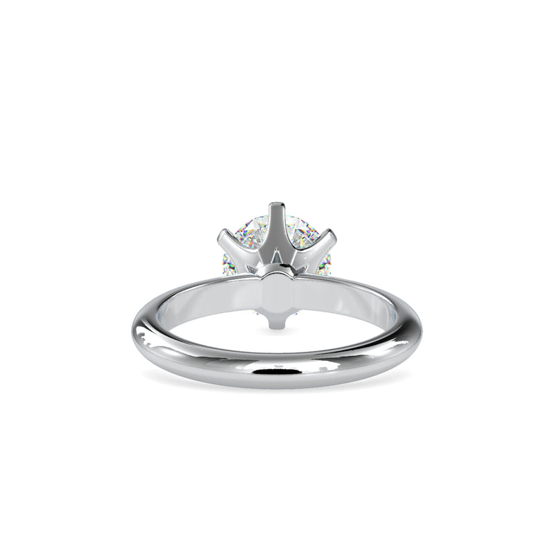 Six Prong Round Brilliant Cut Diamond Ring Platinum