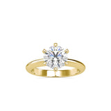 Six Prong Round Brilliant Cut Diamond Ring Yellow gold