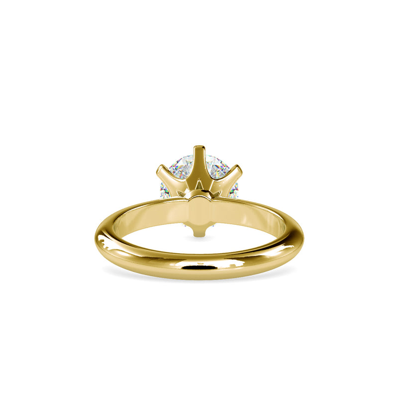 Six Prong Round Brilliant Cut Diamond Ring Yellow gold