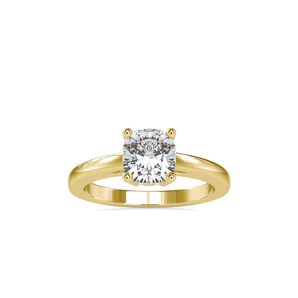 Cushion Cut Diamond Prong Engagement Ring Yellow gold