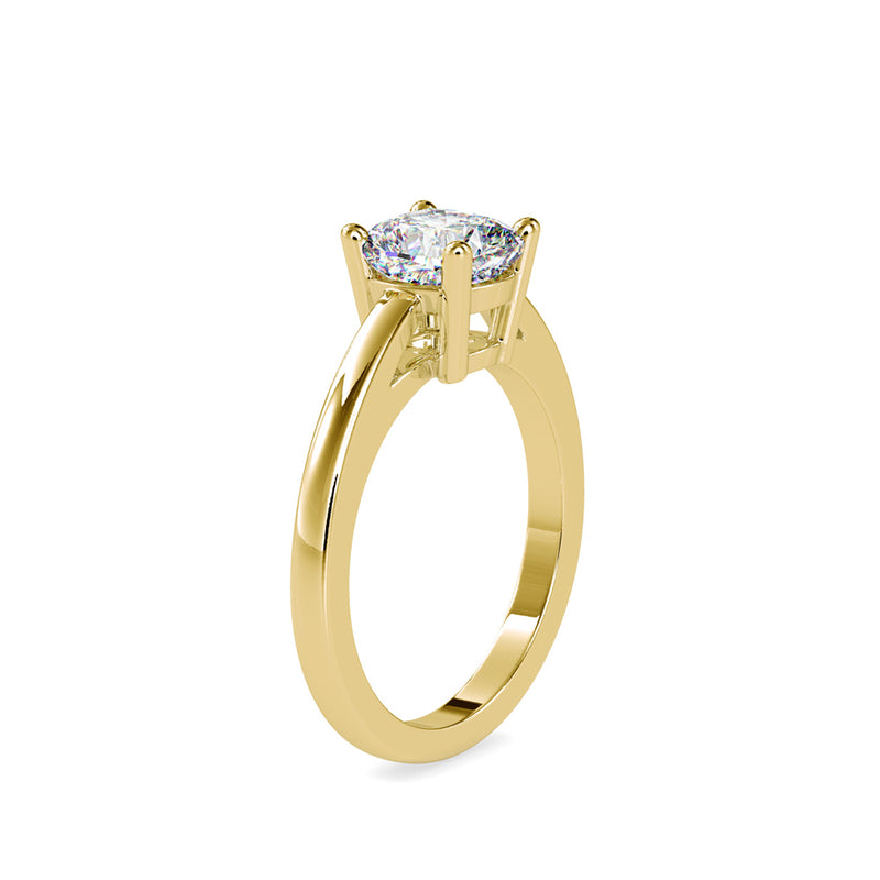 Cushion Cut Diamond Prong Engagement Ring Yellow gold