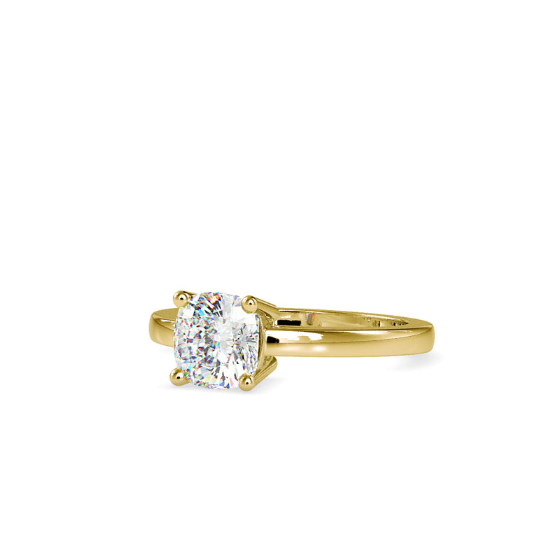 Cushion Cut Diamond Prong Engagement Ring Yellow gold