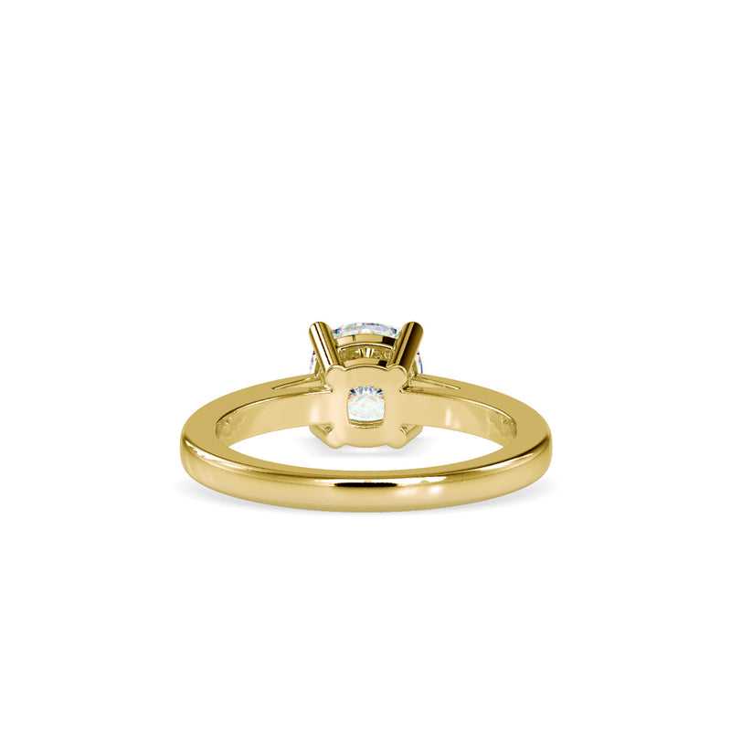 Cushion Cut Diamond Prong Engagement Ring Yellow gold