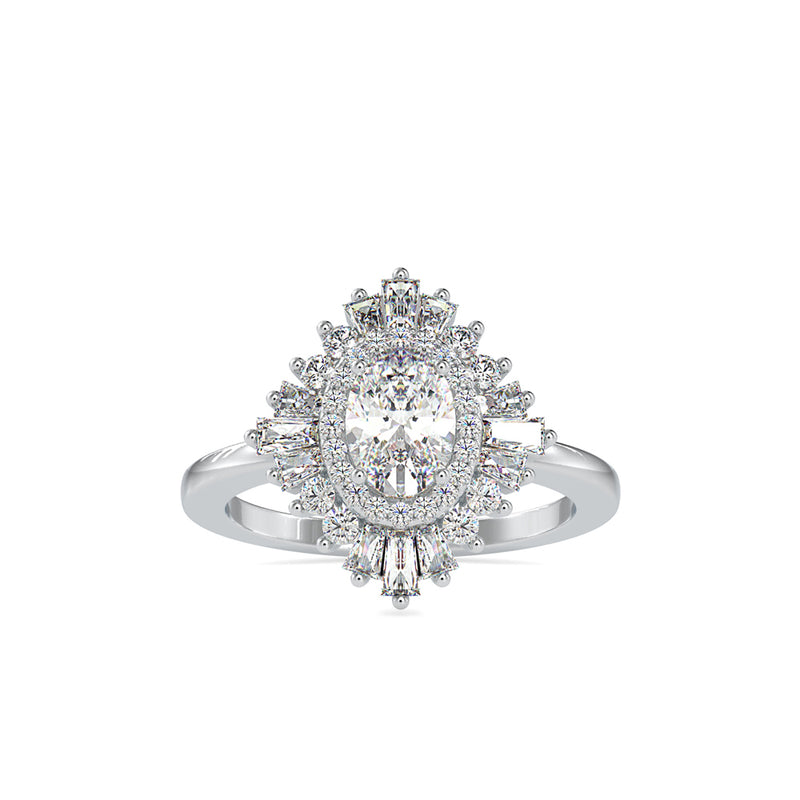 Big Oval Halo Diamond Engagement Ring Platinum