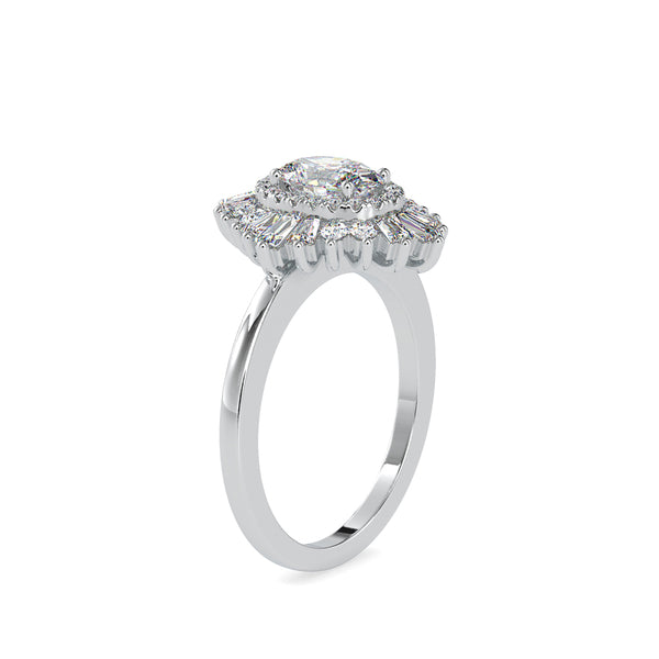 Big Oval Halo Diamond Engagement Ring Platinum