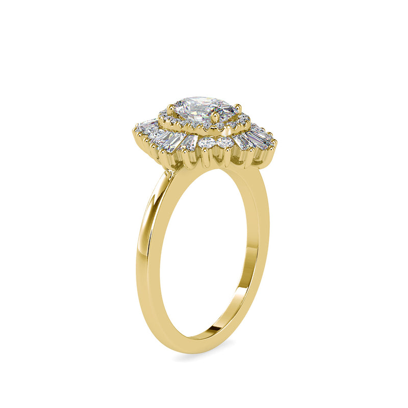 Big Oval Halo Diamond Engagement Ring Yellow gold