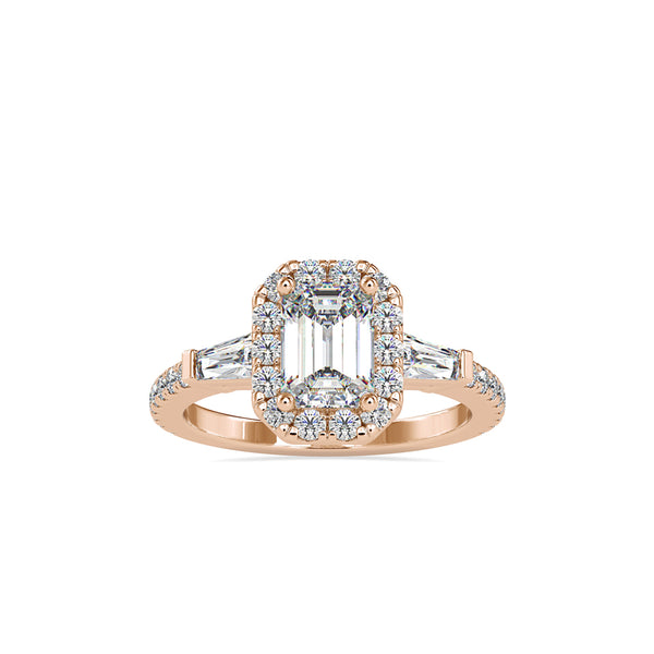 Emerald Prong Halo Diamond Engagement Ring Rose gold