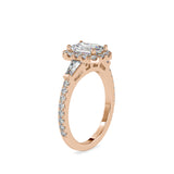 Emerald Prong Halo Diamond Engagement Ring Rose gold
