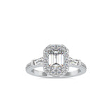 Emerald Prong Halo Diamond Engagement Ring Platinum