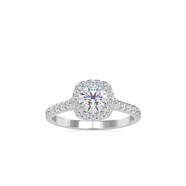 Wonder Halo Queen Diamond Engagement Ring White gold