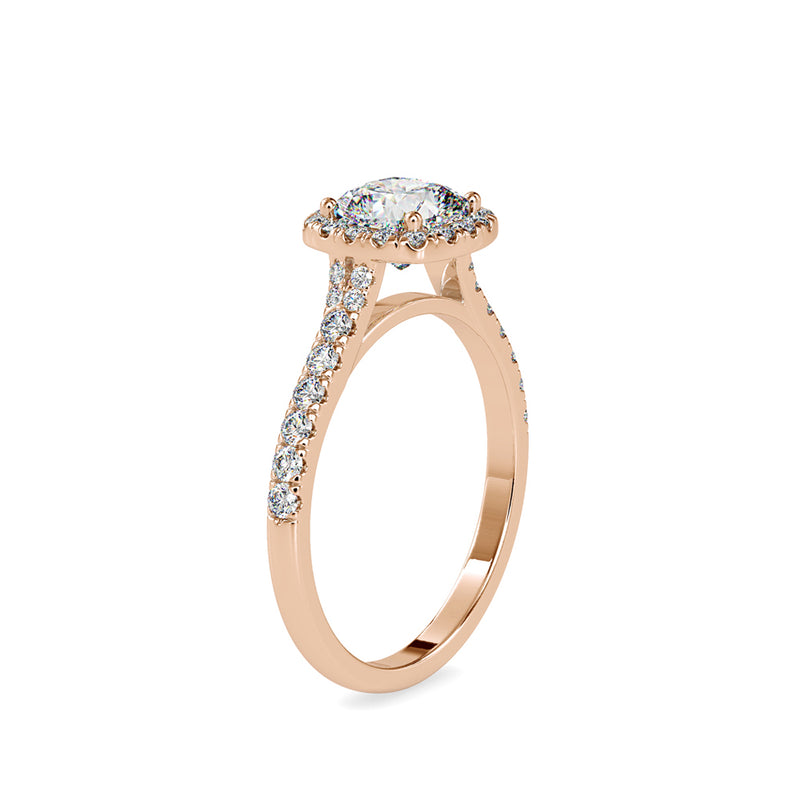 White Diamond Single Halo Engagement Ring Rose gold