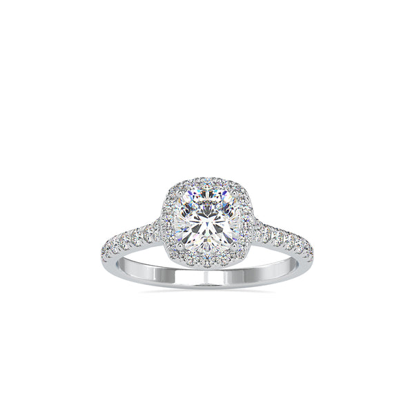 White Diamond Single Halo Engagement Ring Platinum