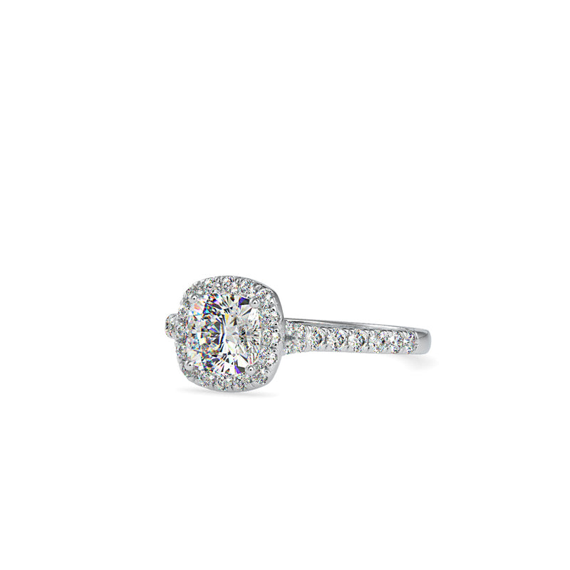 White Diamond Single Halo Engagement Ring Platinum
