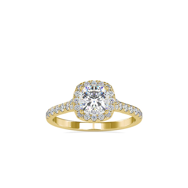 White Diamond Single Halo Engagement Ring Yellow gold