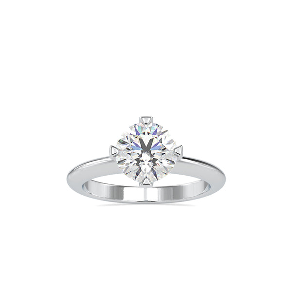 4 Prong Round Cut Diamond Engagement Ring White gold