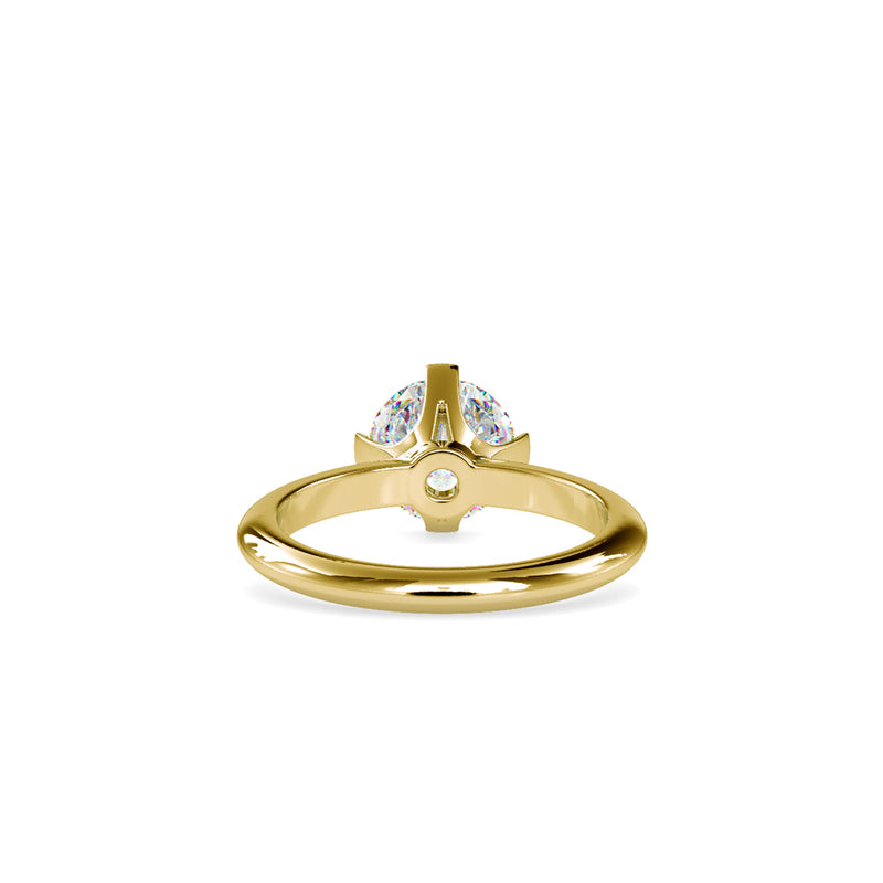 4 Prong Round Cut Diamond Engagement Ring Yellow gold