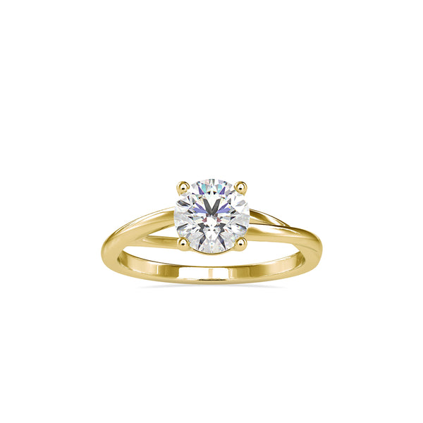 Brilliant Round Cut 4 Prong Diamond Engagement Ring Yellow gold